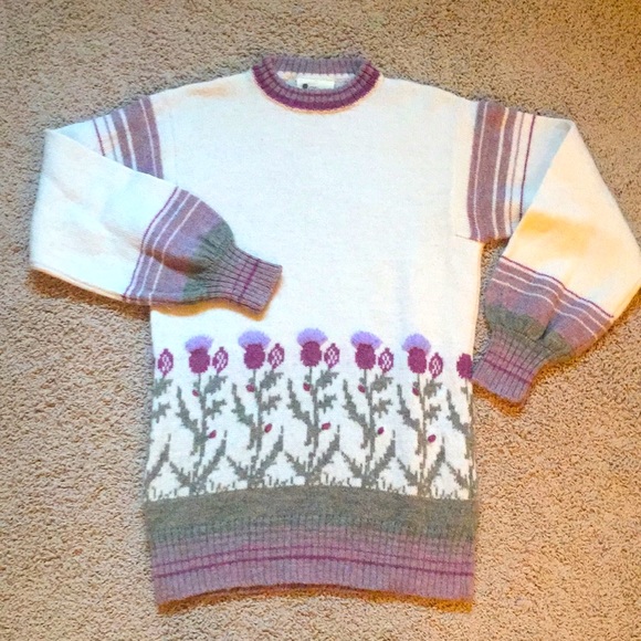 100% Wool Vintage Scottish Thistle Sweater - Picture 1 of 7